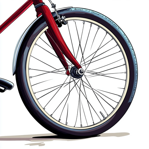自行车车轮细节矢量插画