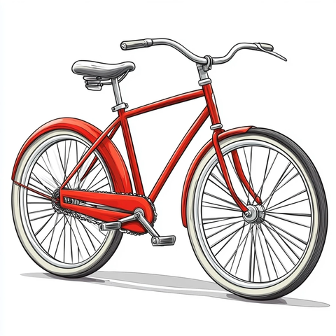 卡通风格自行车插画