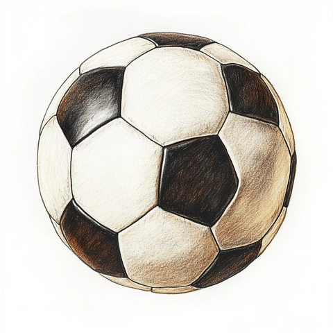 手绘彩色铅笔足球
