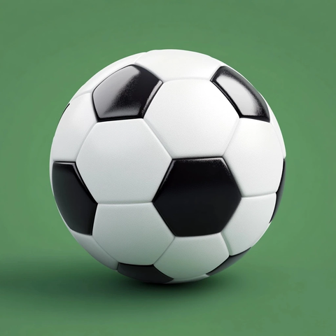 黑白足球绿底渲染