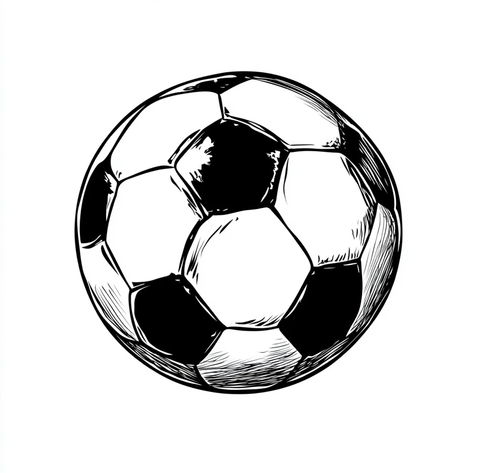黑白足球矢量线稿
