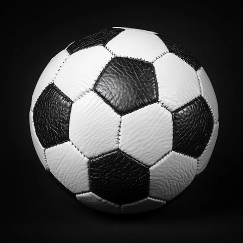 黑白皮革足球黑色背景