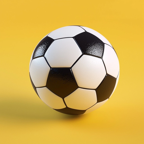 足球黑白球模型黄色背景