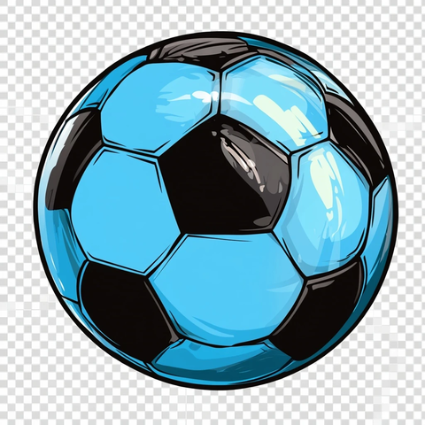 天空蓝黑色足球线艺术