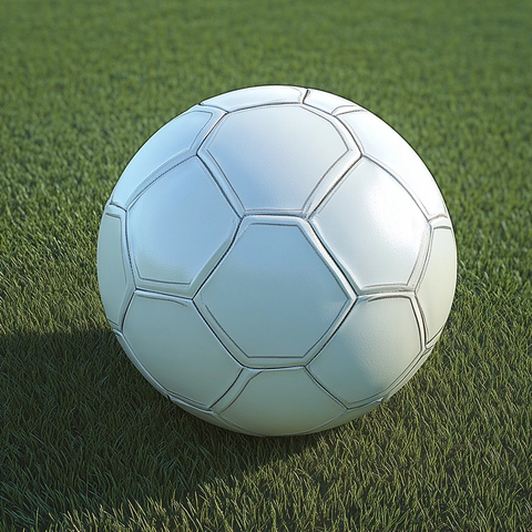 白色足球场上的大六边形球