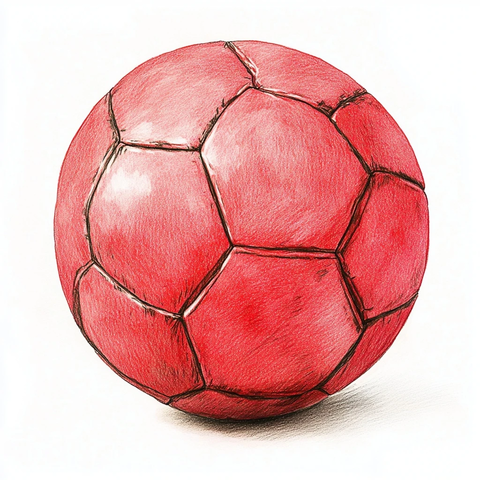 红色足球铅笔素描
