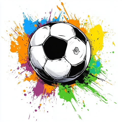 足球彩色泼溅矢量图