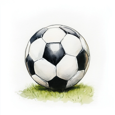 黑白水彩足球插画