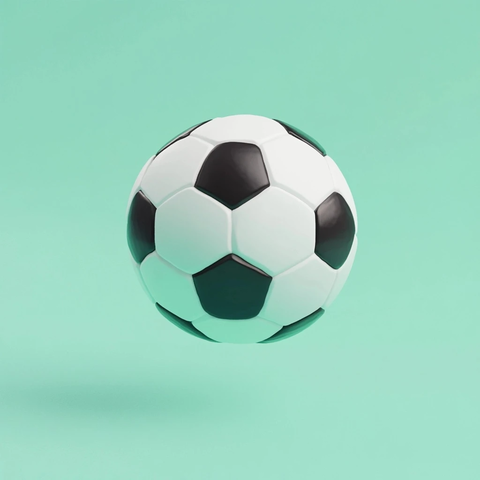 黏土足球悬浮薄荷绿背景