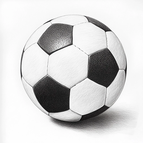 黑白足球铅笔素描