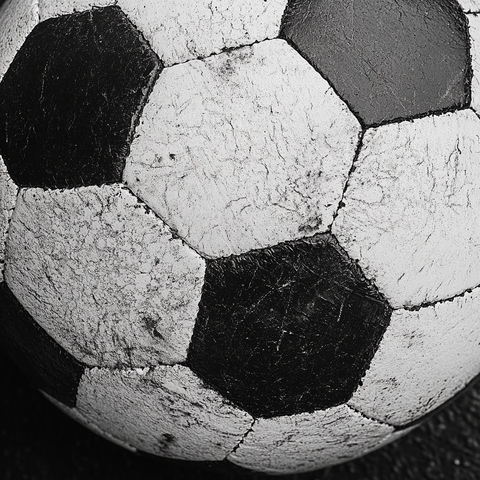 黑白足球近距离特写