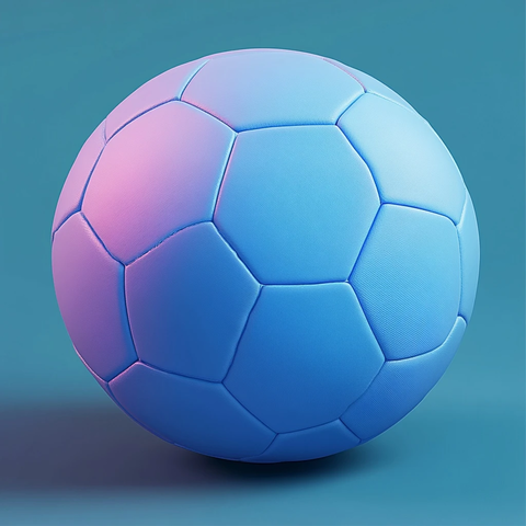 蓝色足球填满画布顶部左侧光源