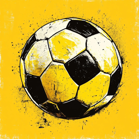 黄黑色足球插画