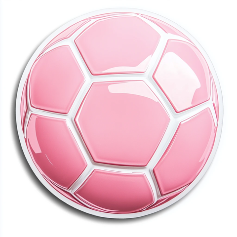 粉色足球圆形贴纸