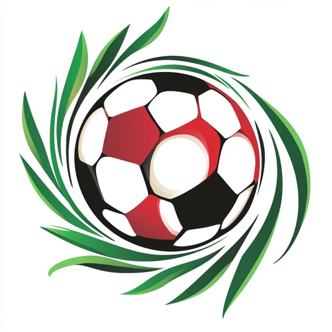 足球比赛标志叶子环绕