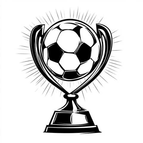 足球奖杯与黑线设计