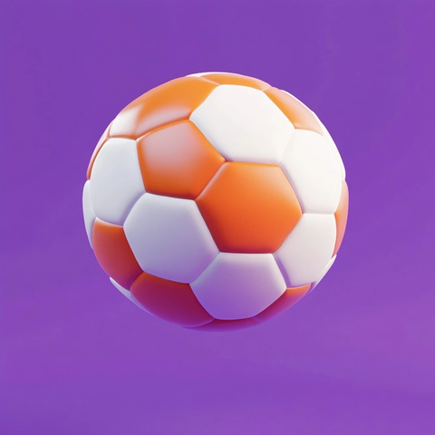 充气足球悬浮紫色背景