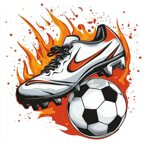 足球鞋踢出足球火焰