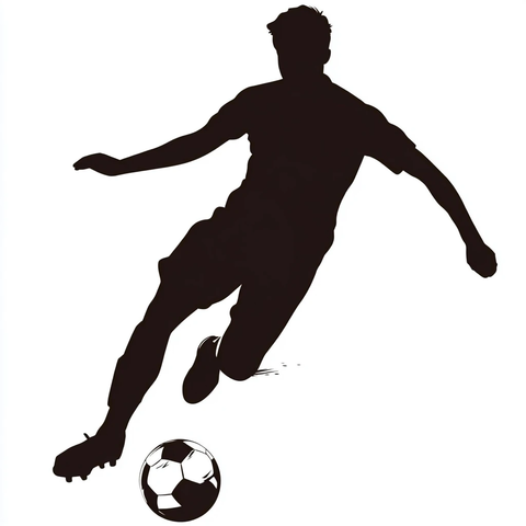 足球运动员踢球剪影