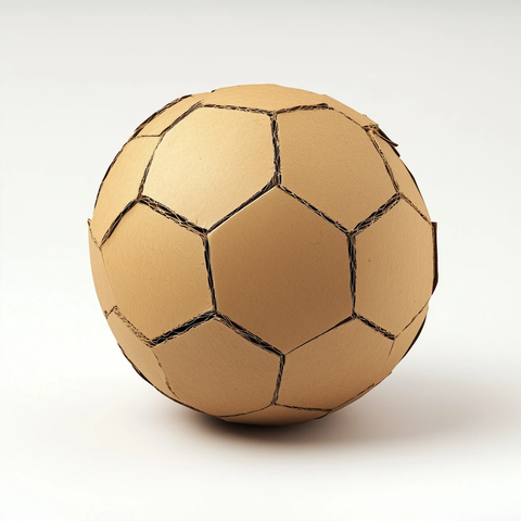 硬纸板足球置于纯白背景