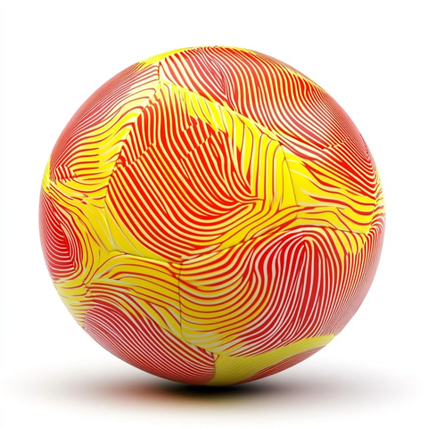 红色黄色足球线性设计