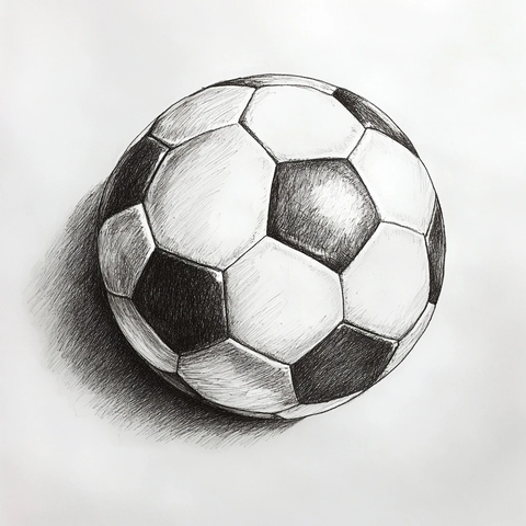 黑白风格足球球体绘制