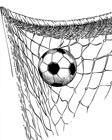 黑白线稿足球网与球