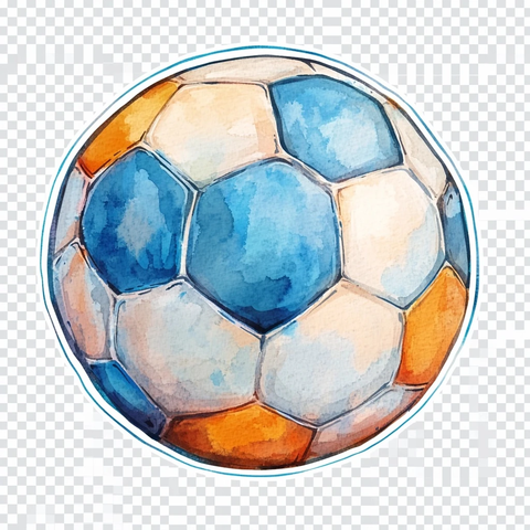 水彩足球卡通贴纸