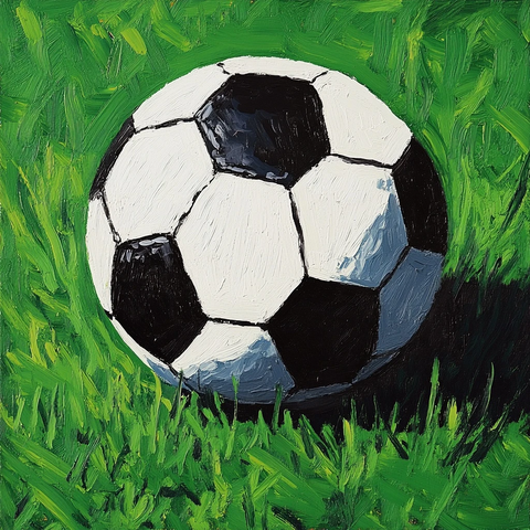 黑白足球置于鲜绿草地