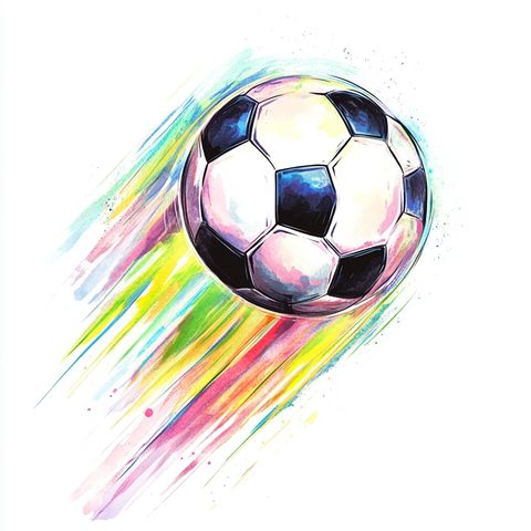 水彩足球飞跃轨迹