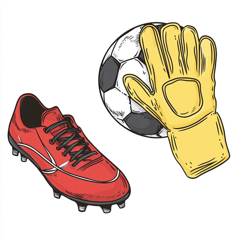 足球鞋手套球插画