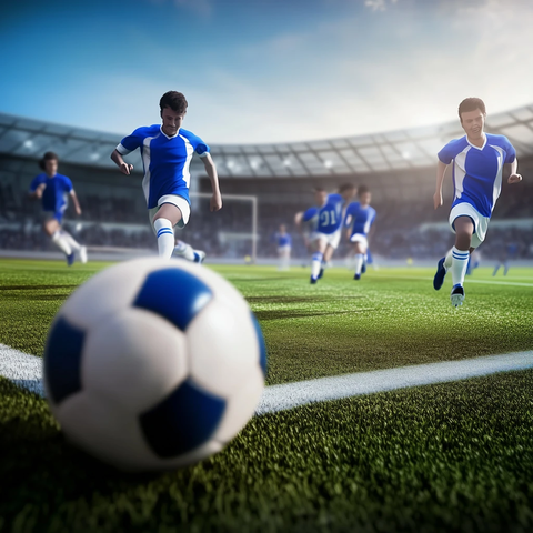 蓝白球员追逐足球