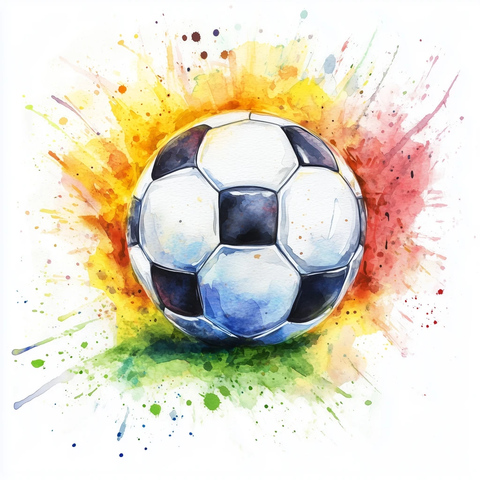 足球锦标赛水彩插画