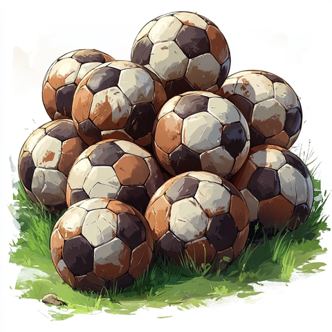 足球堆叠卡通样式图