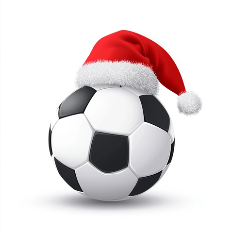 足球戴上圣诞老人帽子