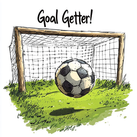 卡通足球滚入球门