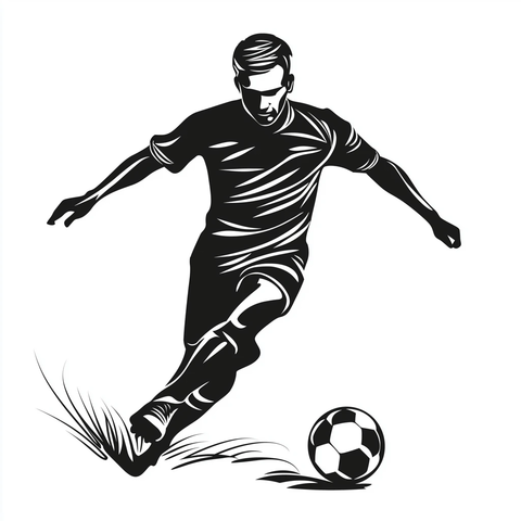 足球运动员踢球剪影