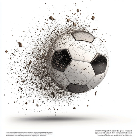 足球落地瞬间灰尘四溅