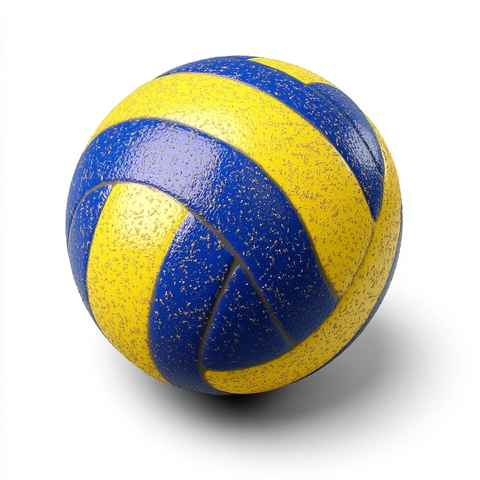 蓝色黄色沙滩排球卡通渲染