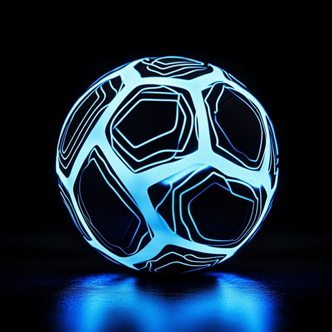 霓虹蓝光足球黑背景