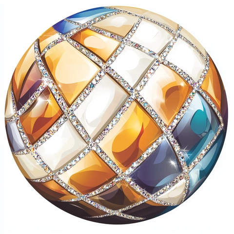 钻石造型卡通排球图案