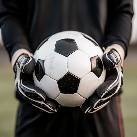 守门员手持黑白足球