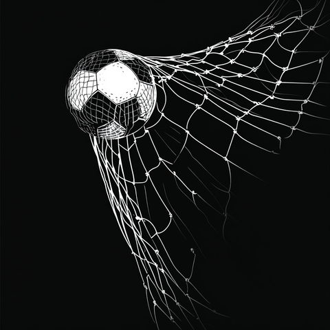 足球飞入球网矢量图