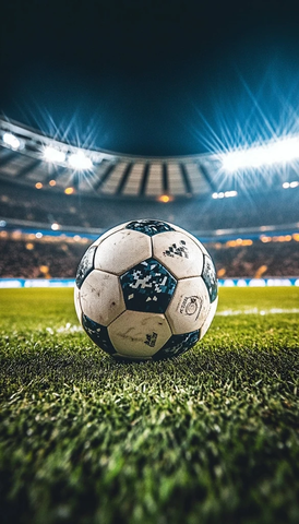 足球场灯光下的足球