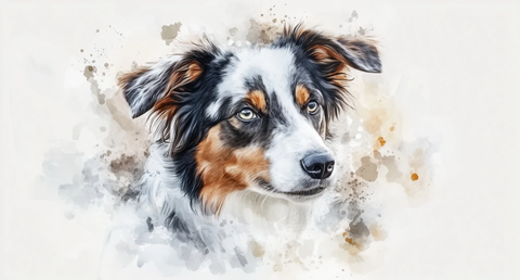 澳大利亚牧羊犬水彩画