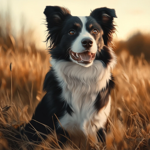 边境牧羊犬自然中坐卧