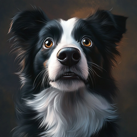 卡通写实风格边境牧羊犬画像