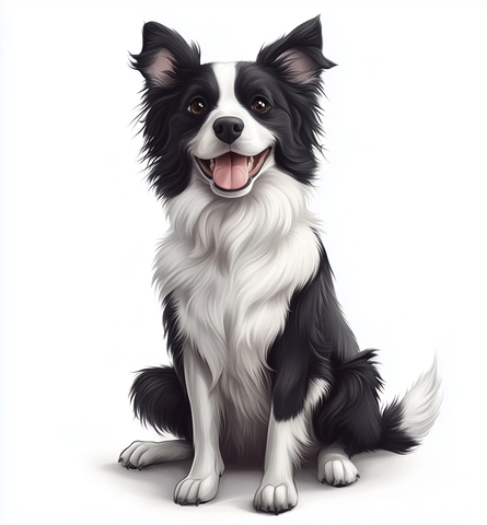 黑白边牧吐舌正面照