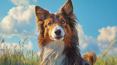 棕色牧羊犬坐姿凝视镜头