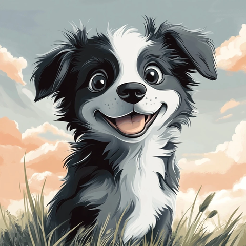 黑白斑点边牧宝宝卡通形象